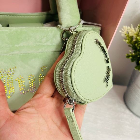Juicy Couture Sage Green “Big Spender” 3-Piece Tote & Coin Pouch Set - New - Picture 2 of 9